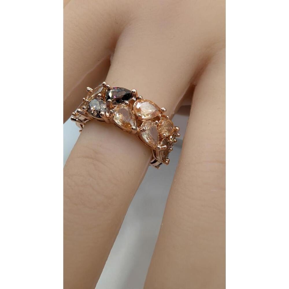 Elegant Rose Gold plated Multi-Stone Ring Size 7 - Picture 9 of 9